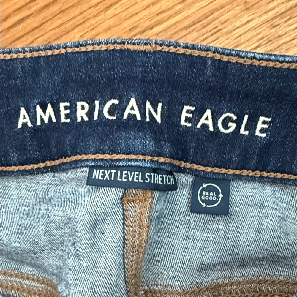 American Eagle Kick Boot Jeans Size 8 Dark Wash Stretch - Picture 2 of 8